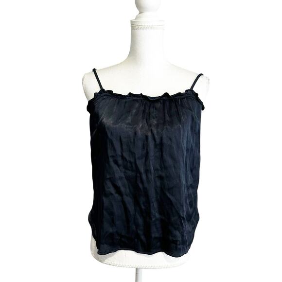 Xirena Womens Satin Camisole Tank Size XS Grunge Frill Neckline Holiday - Picture 1 of 5